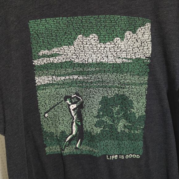 Life is Good Large Gray T-Shirt Golf Graphic Cool Tee Short Sleeve Cotton Blend - Picture 2 of 6